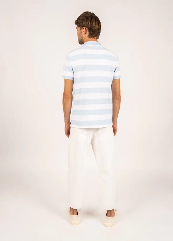 Saint James - Scott polo shirt with large stripes (Ciel/ Blanc)
