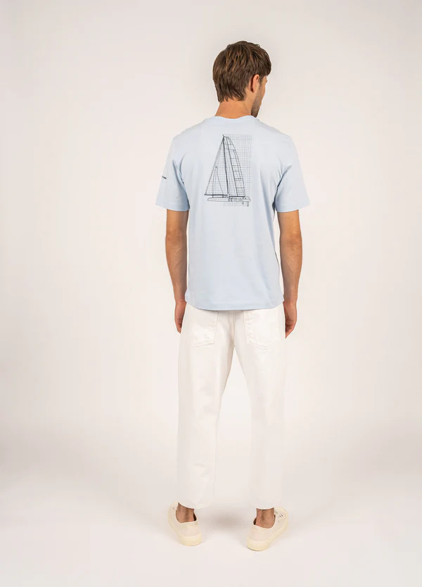 Saint James - Cédric t-shirt with boat print (Ciel)
