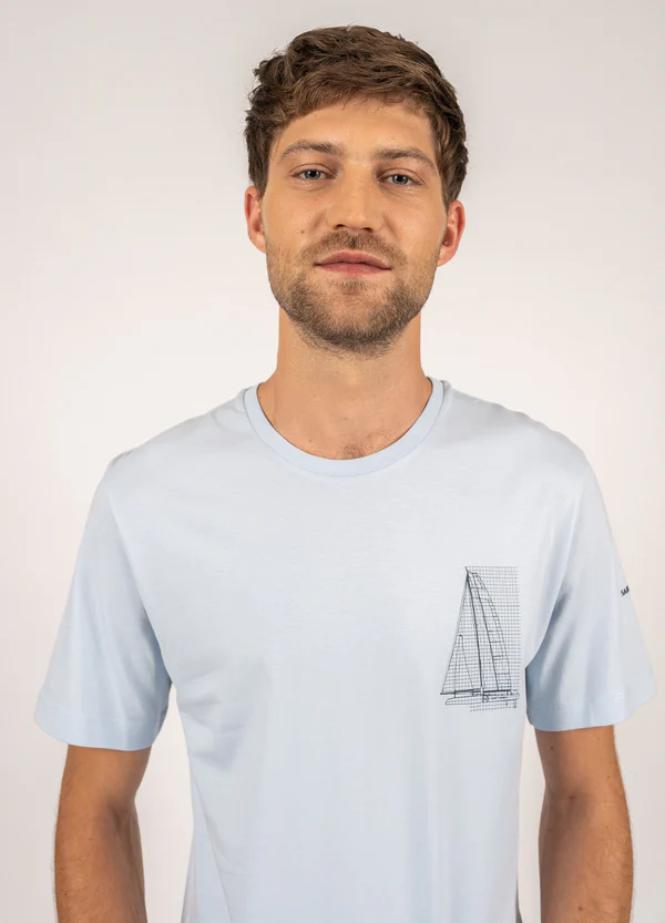 Saint James - Cédric t-shirt with boat print (Ciel)