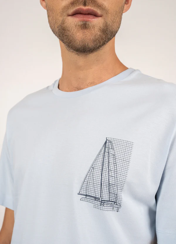 Saint James - Cédric t-shirt with boat print (Ciel)