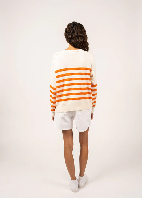 Saint James - Lanester sweatshirt style jumper (Ecume/ Orange Fluo)