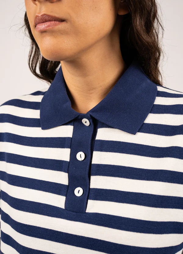 Saint James - Carola striped polo shirt (Indigo/ Craie)