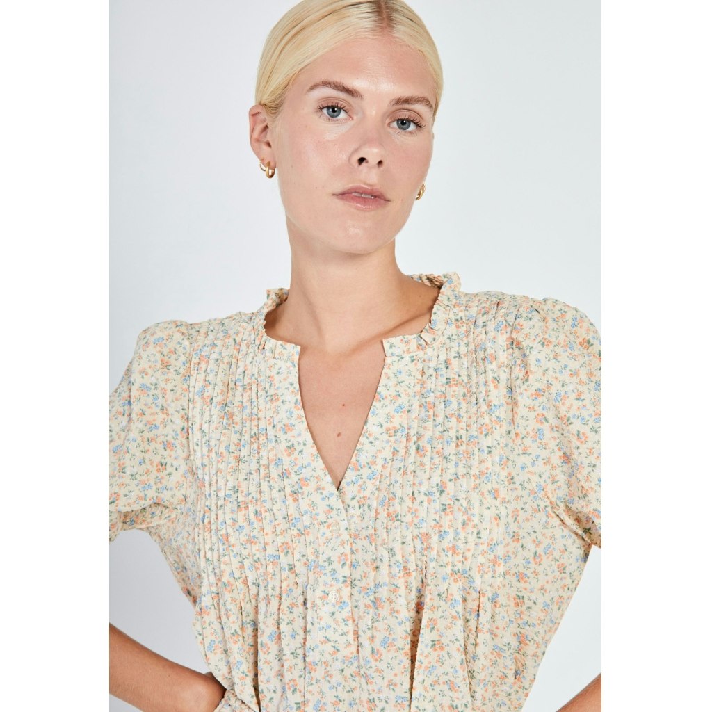 NORR - Opal seersucker SS dress (Orange flower AOP)