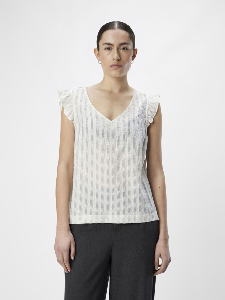 Object - OBJAMANDA RE S/L TOP (Cloud Dancer)