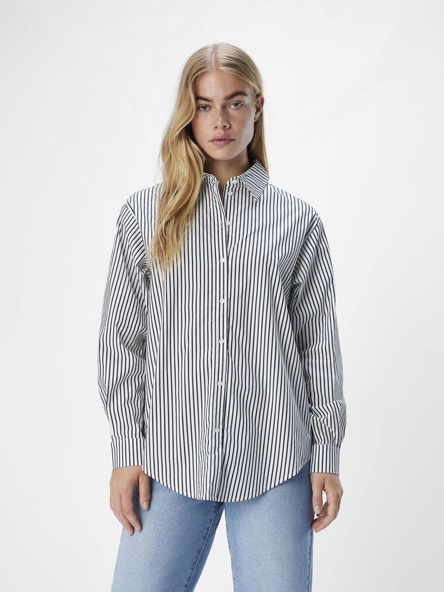 Object - OBJTUTTA LO L/S SHIRT (White/ Black Stripes)