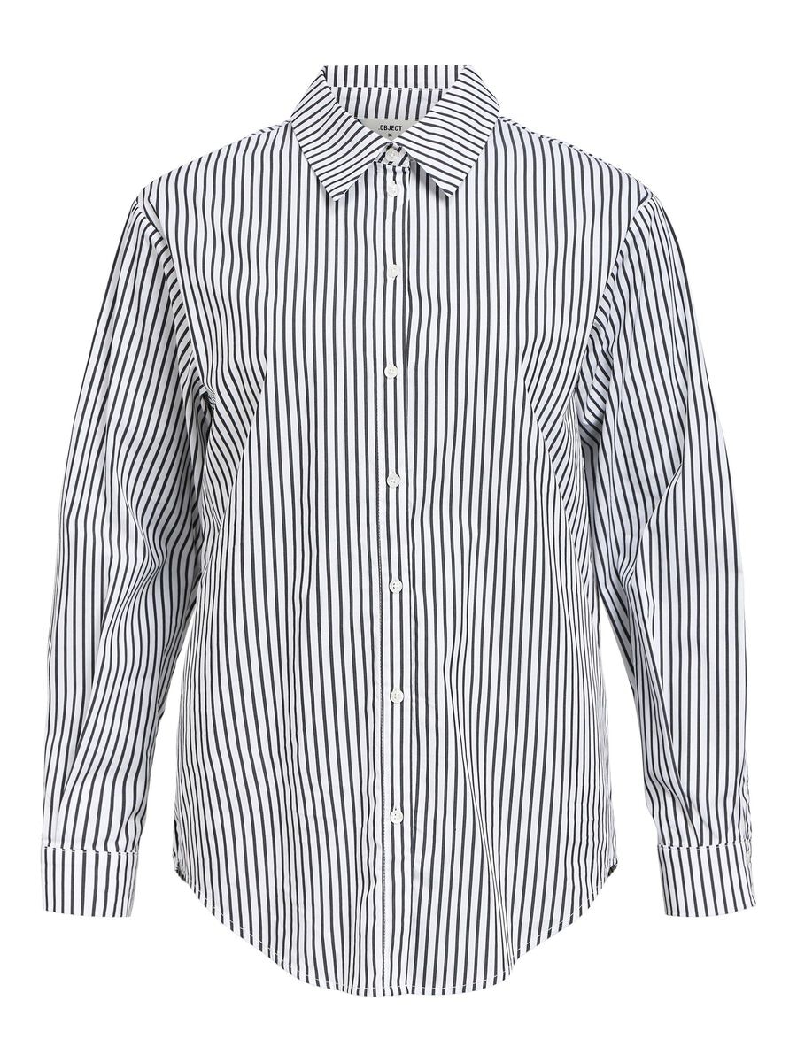 Object - OBJTUTTA LO L/S SHIRT (White/ Black Stripes)