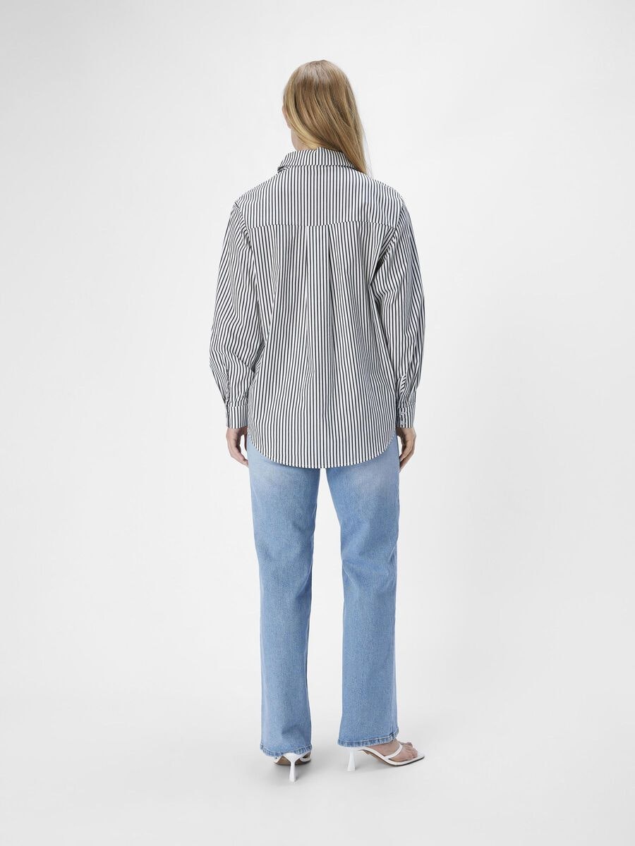 Object - OBJTUTTA LO L/S SHIRT (White/ Black Stripes)