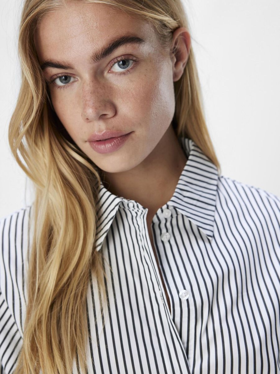 Object - OBJTUTTA LO L/S SHIRT (White/ Black Stripes)