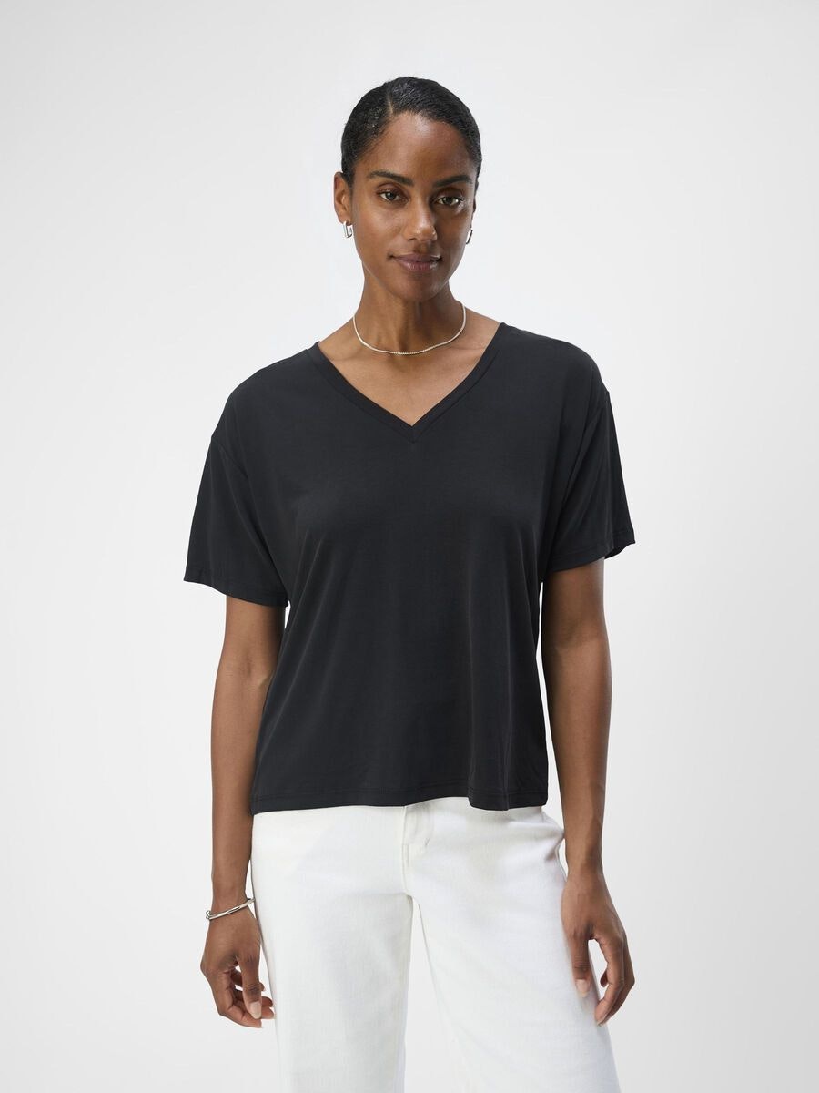 Object - OBJANNIE RE S/S V-NECK TOP (Black)