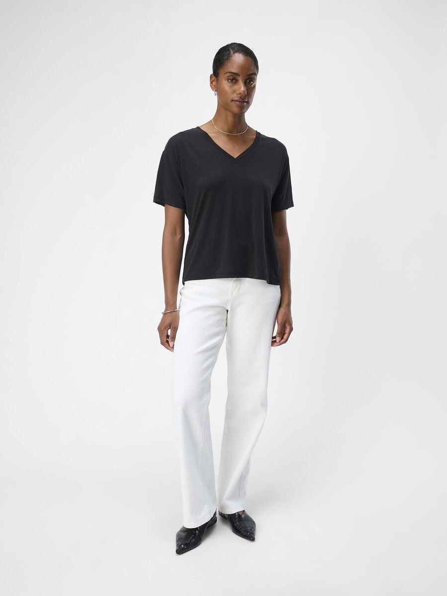 Object - OBJANNIE RE S/S V-NECK TOP (Black)