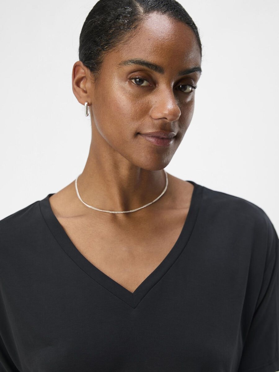 Object - OBJANNIE RE S/S V-NECK TOP (Black)