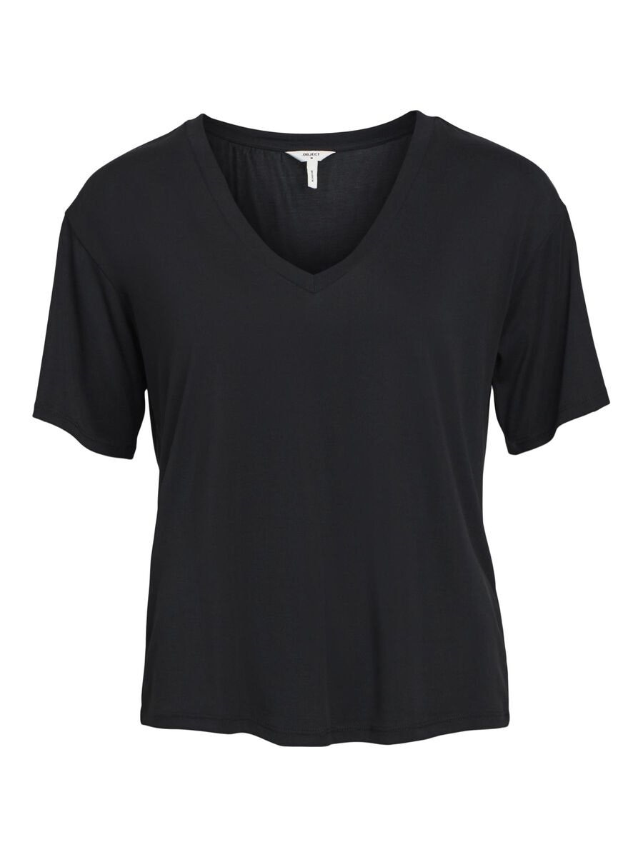 Object - OBJANNIE RE S/S V-NECK TOP (Black)