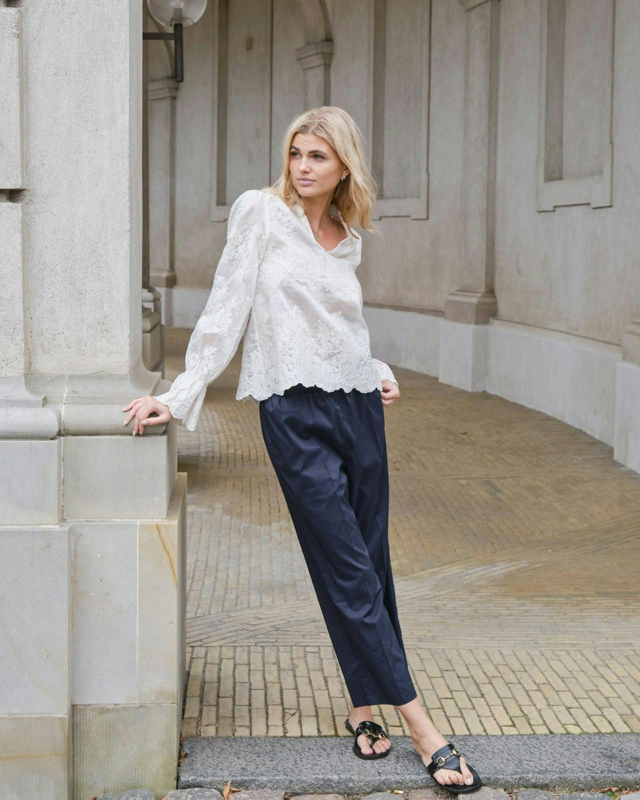 Neo Noir - Amara Big Embroidery Blouse (Off White)