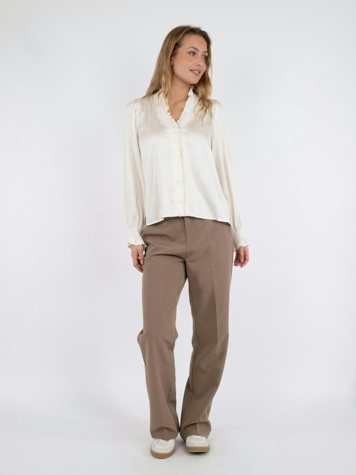 Neo Noir - Brielle Satin Blouse (Off White)