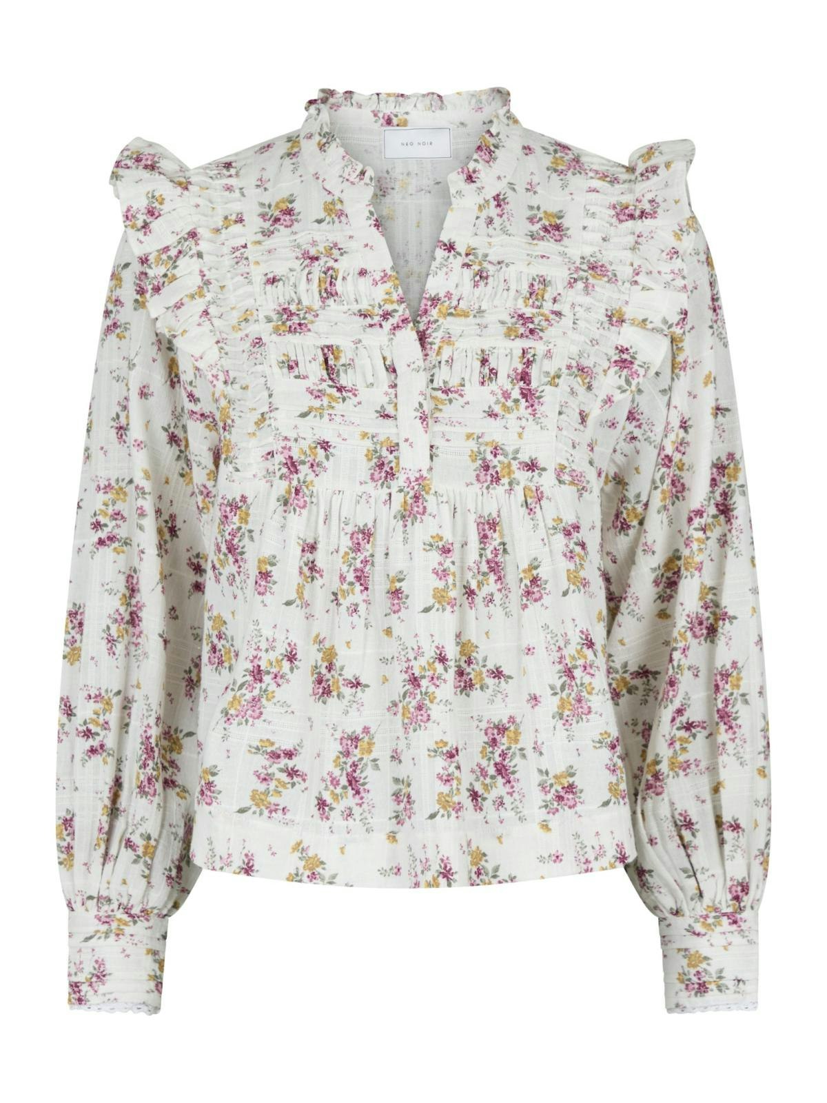 Neo Noir - Alicia Flower Oasis Blouse (Off White)