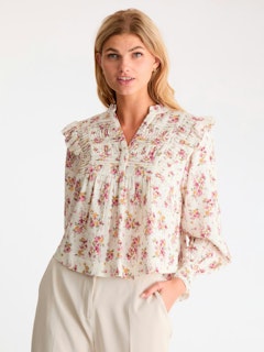 Neo Noir - Alicia Flower Oasis Blouse (Off White)