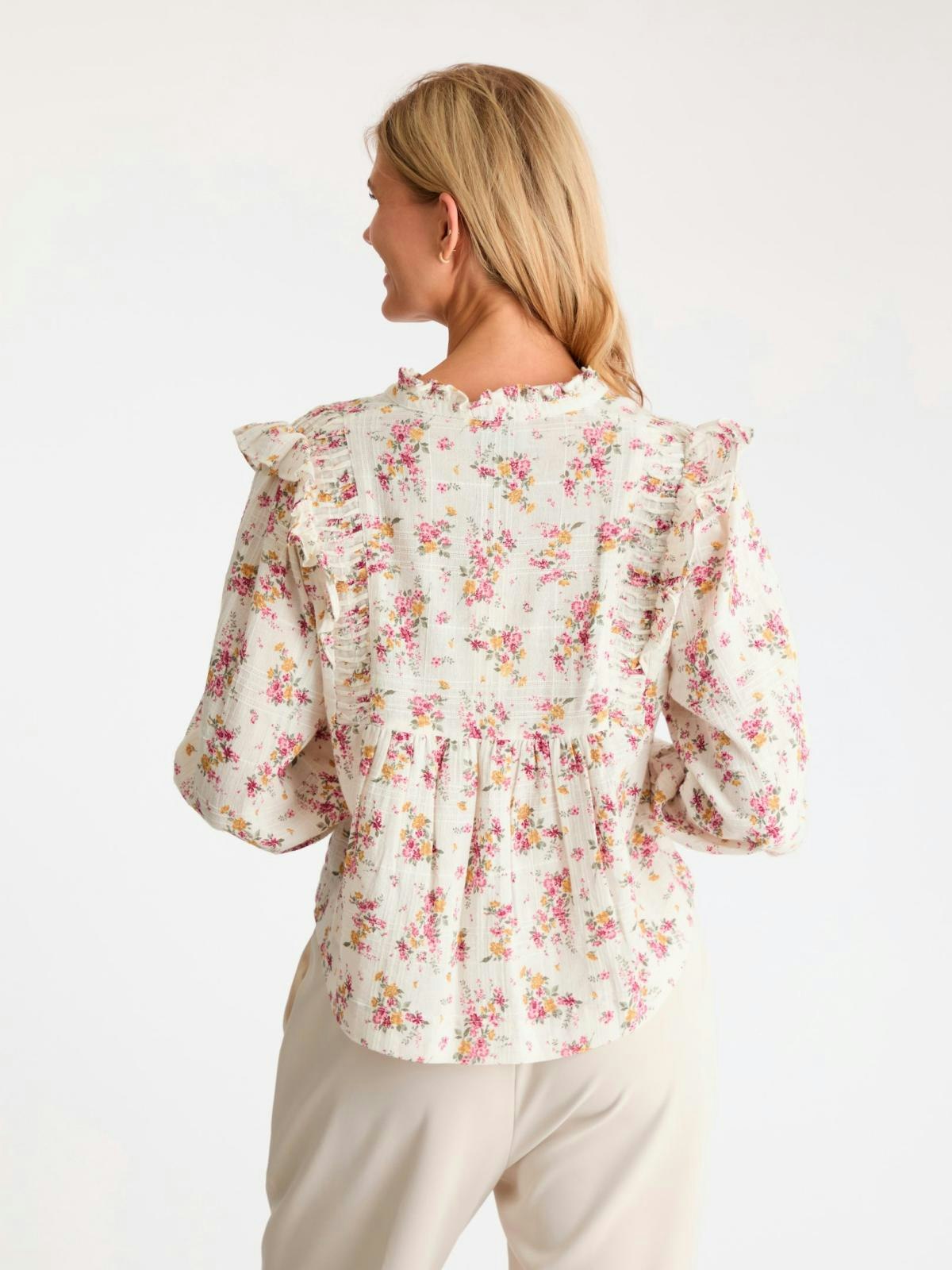 Neo Noir - Alicia Flower Oasis Blouse (Off White)