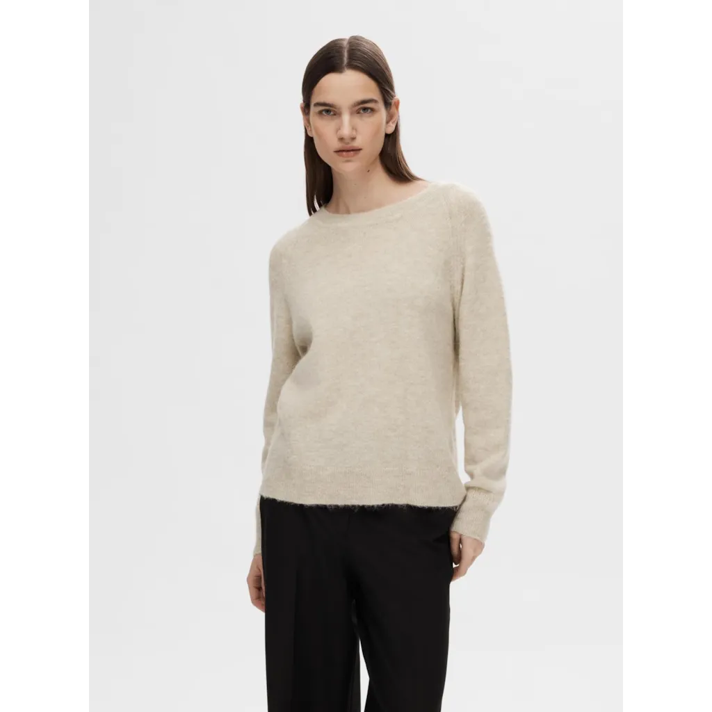 Selected Femme - SLFLULU LS KNIT O-NECK NOOS (Birch)