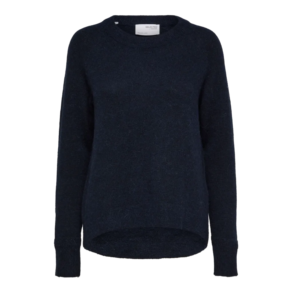 Selected Femme - SLFLULU LS KNIT O-NECK NOOS (Dk Sapphire)