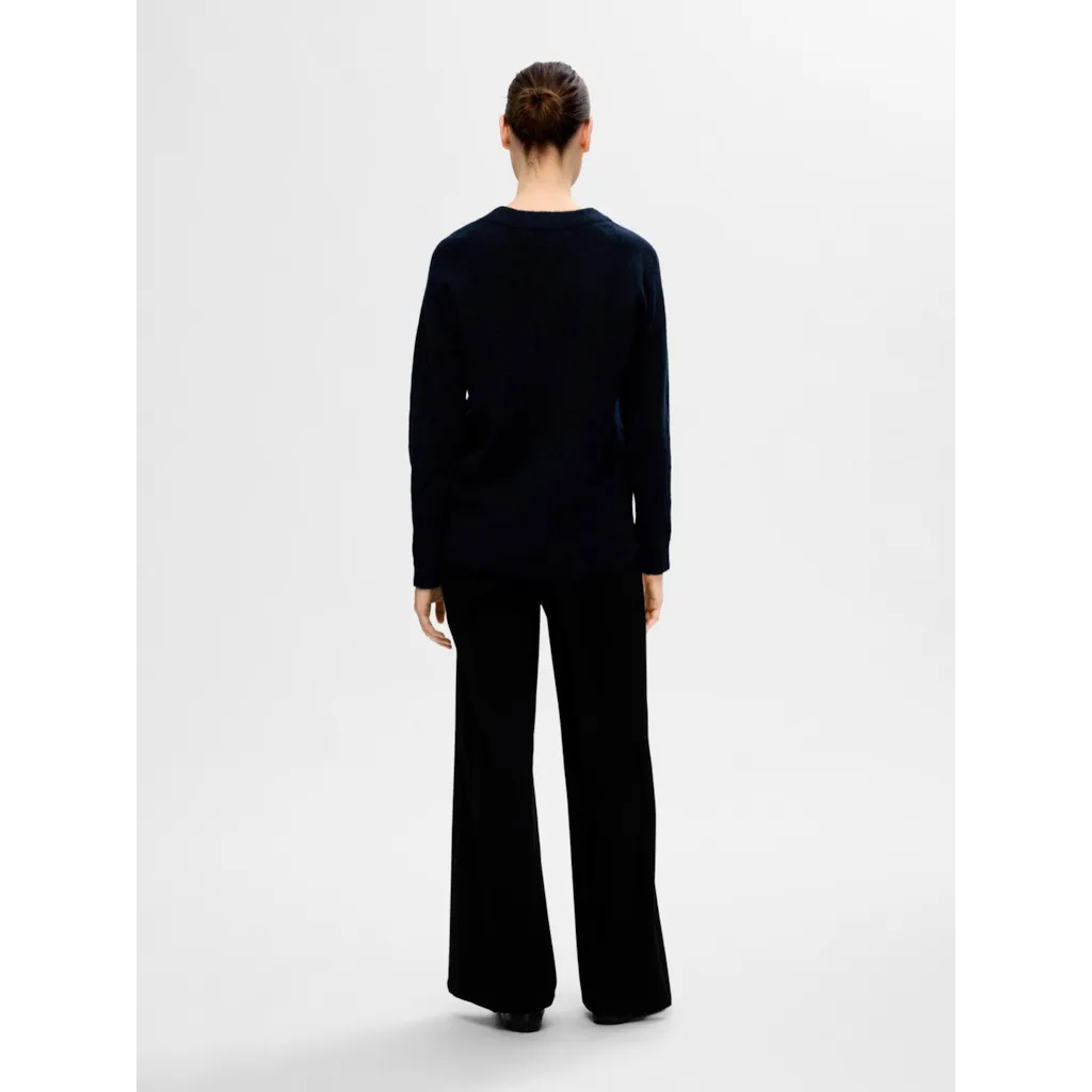 Selected Femme - SLFLULU LS KNIT O-NECK NOOS (Dk Sapphire)