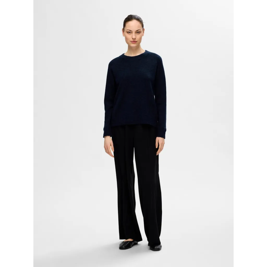 Selected Femme - SLFLULU LS KNIT O-NECK NOOS (Dk Sapphire)