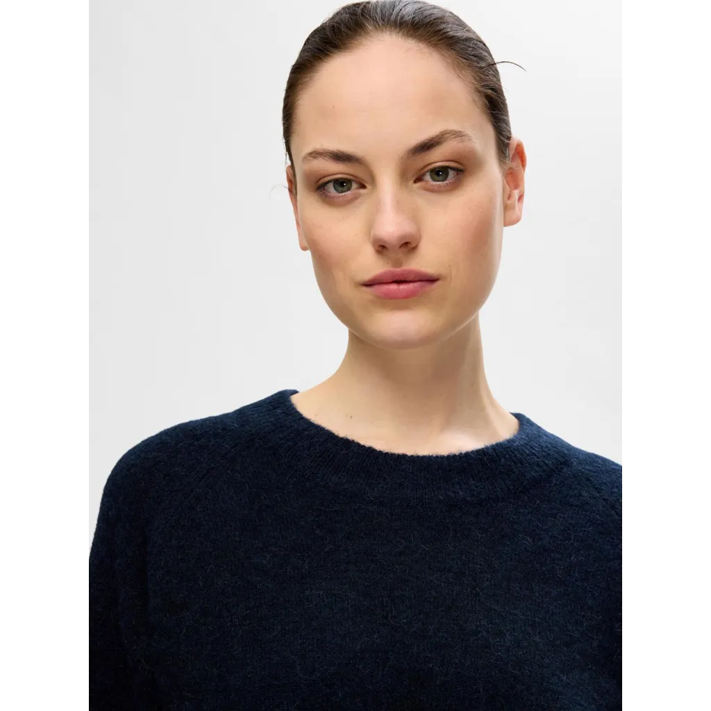 Selected Femme - SLFLULU LS KNIT O-NECK NOOS (Dk Sapphire)