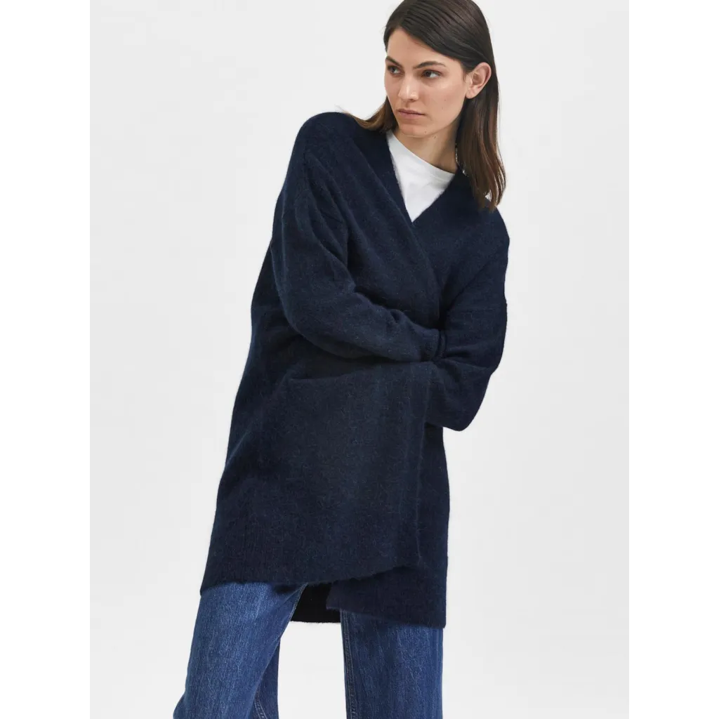 Selected Femme - SLFLULU NEW LS KNIT LONG CARDIGAN B NOOS (Dk Sapphire)
