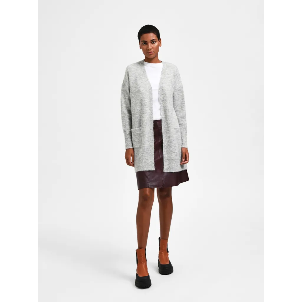 Selected Femme - SLFLULU NEW LS KNIT LONG CARDIGAN B NOOS (Light Grey Mel.)