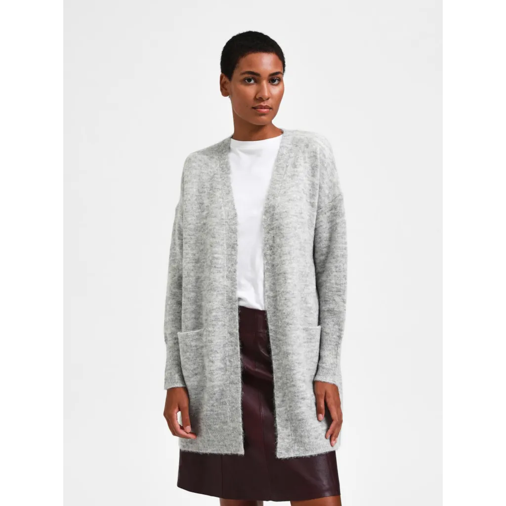 Selected Femme - SLFLULU NEW LS KNIT LONG CARDIGAN B NOOS (Light Grey Mel.)
