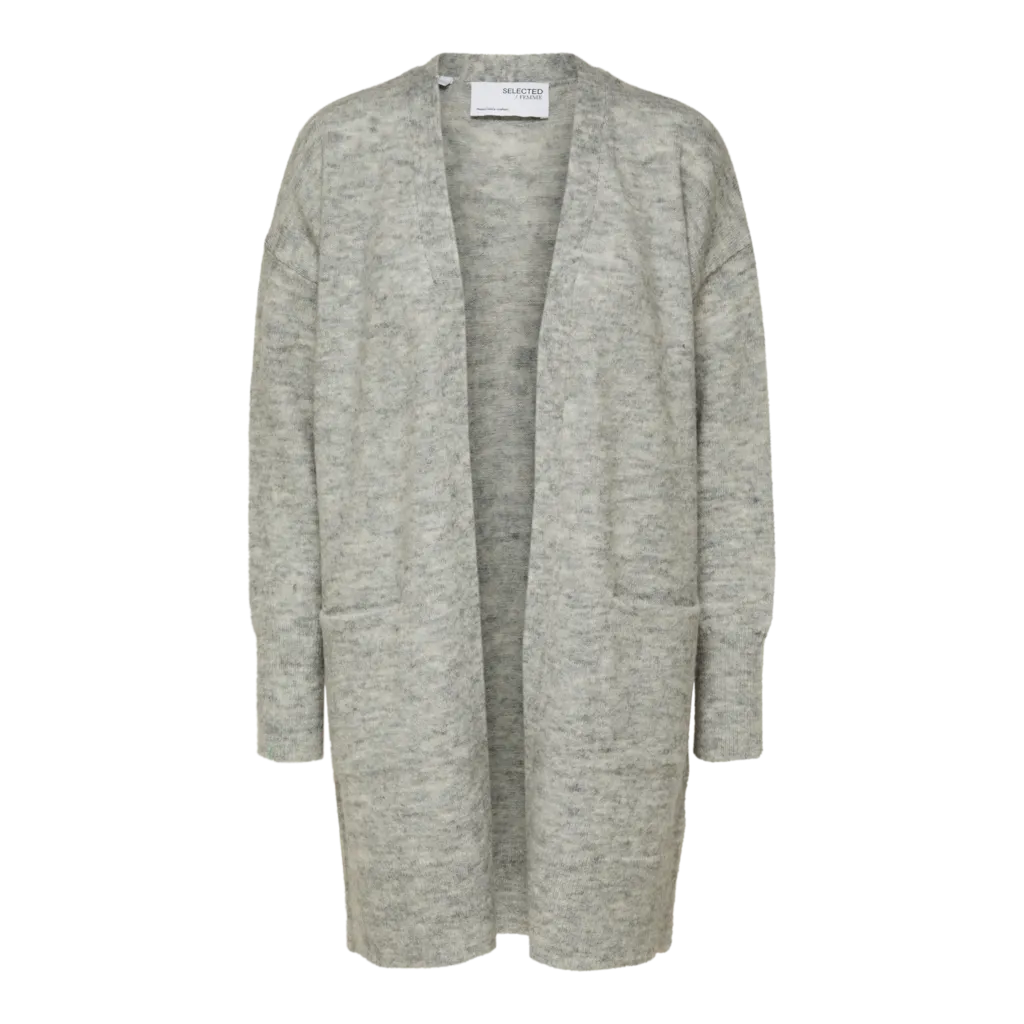 Selected Femme - SLFLULU NEW LS KNIT LONG CARDIGAN B NOOS (Light Grey Mel.)