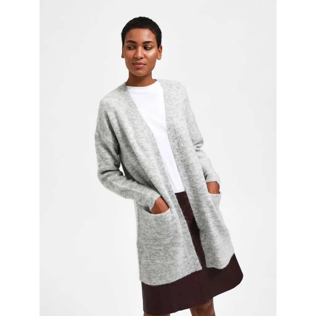 Selected Femme - SLFLULU NEW LS KNIT LONG CARDIGAN B NOOS (Light Grey Mel.)
