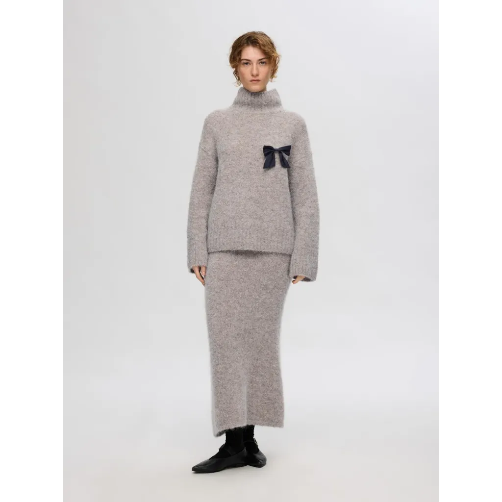 Selected Femme - SLFGABELLA LS KNIT HIGH-NECK NOOS (Steel Gray)