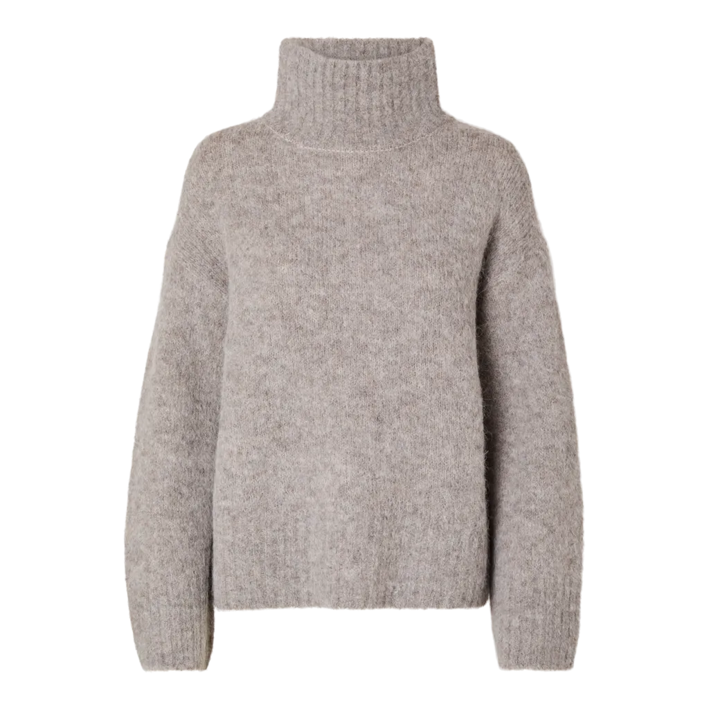 Selected Femme - SLFGABELLA LS KNIT HIGH-NECK NOOS (Steel Gray)