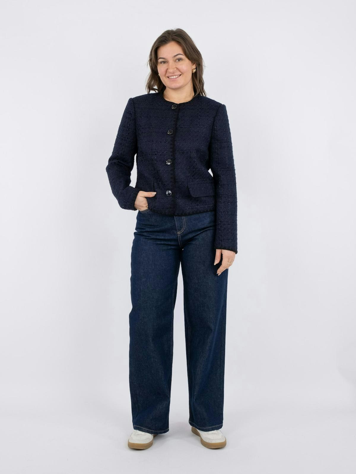 Neo Noir - Helina Heavy Boucle Jacket (Navy)