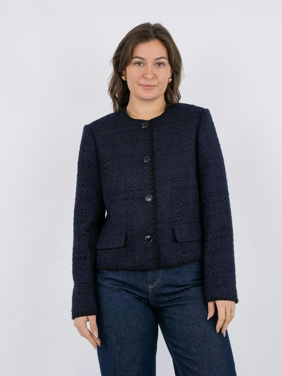 Neo Noir - Helina Heavy Boucle Jacket (Navy)