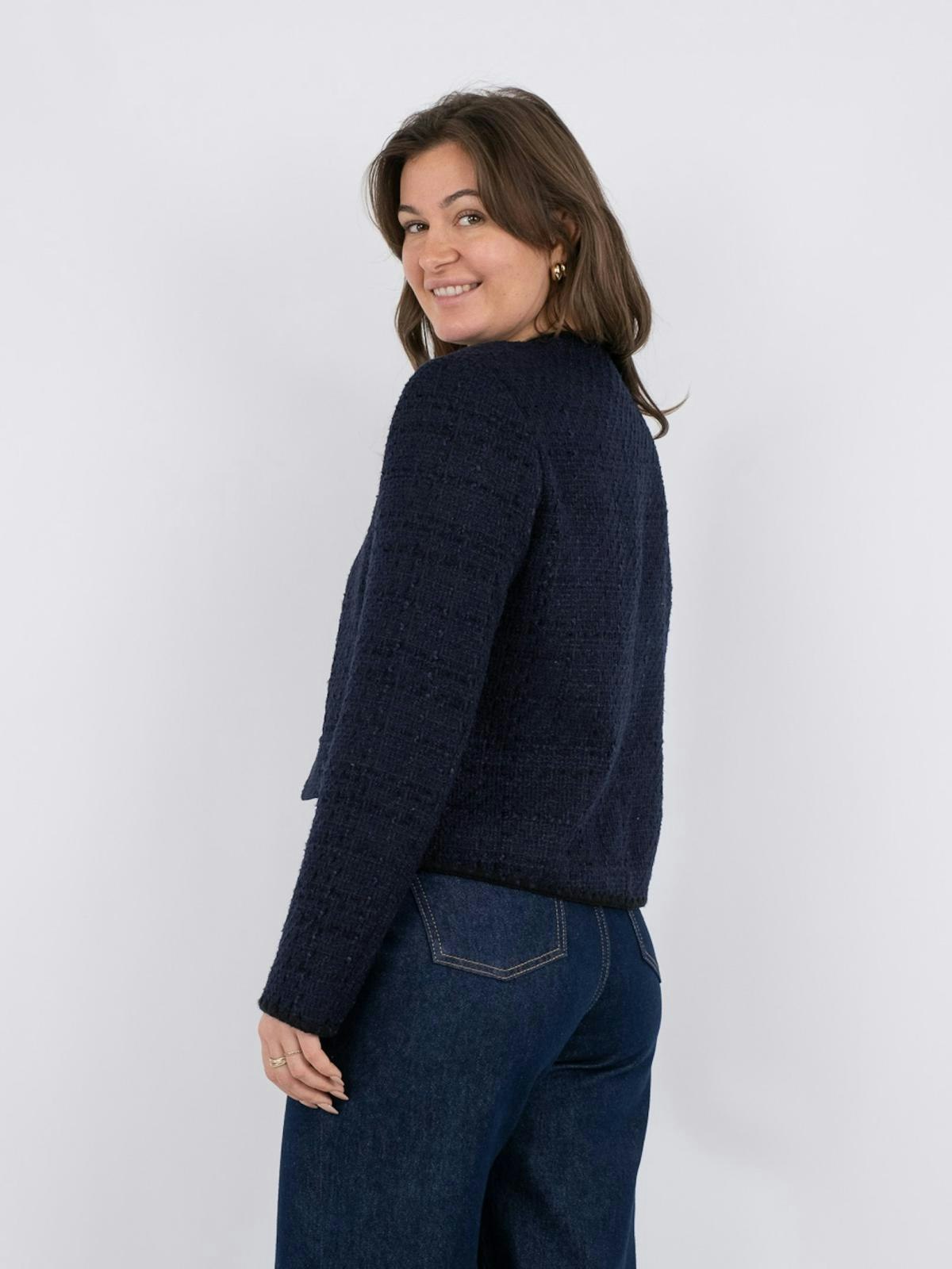 Neo Noir - Helina Heavy Boucle Jacket (Navy)
