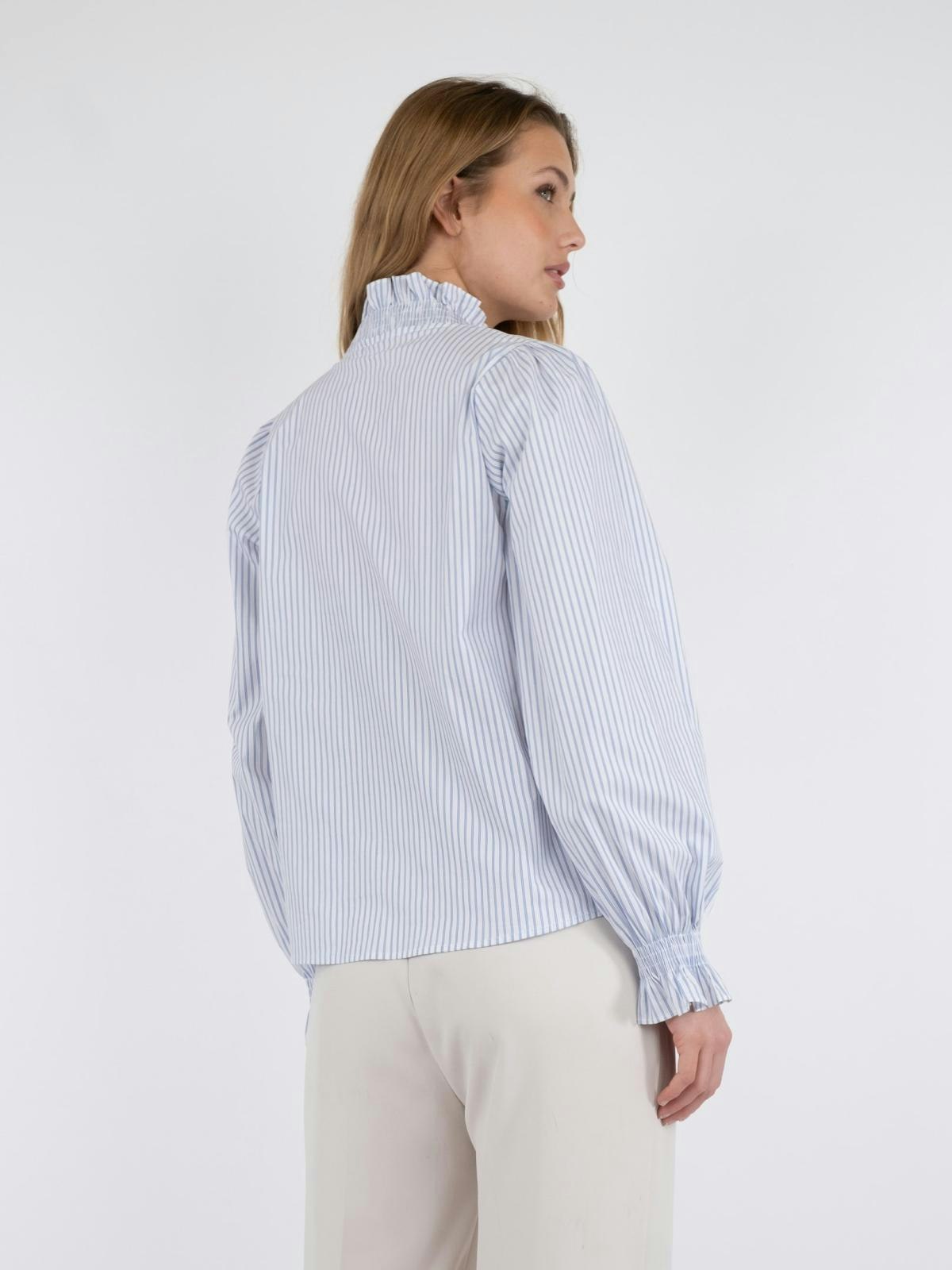 Neo Noir - Brielle Stripe Shirt (White/ Light Blue)