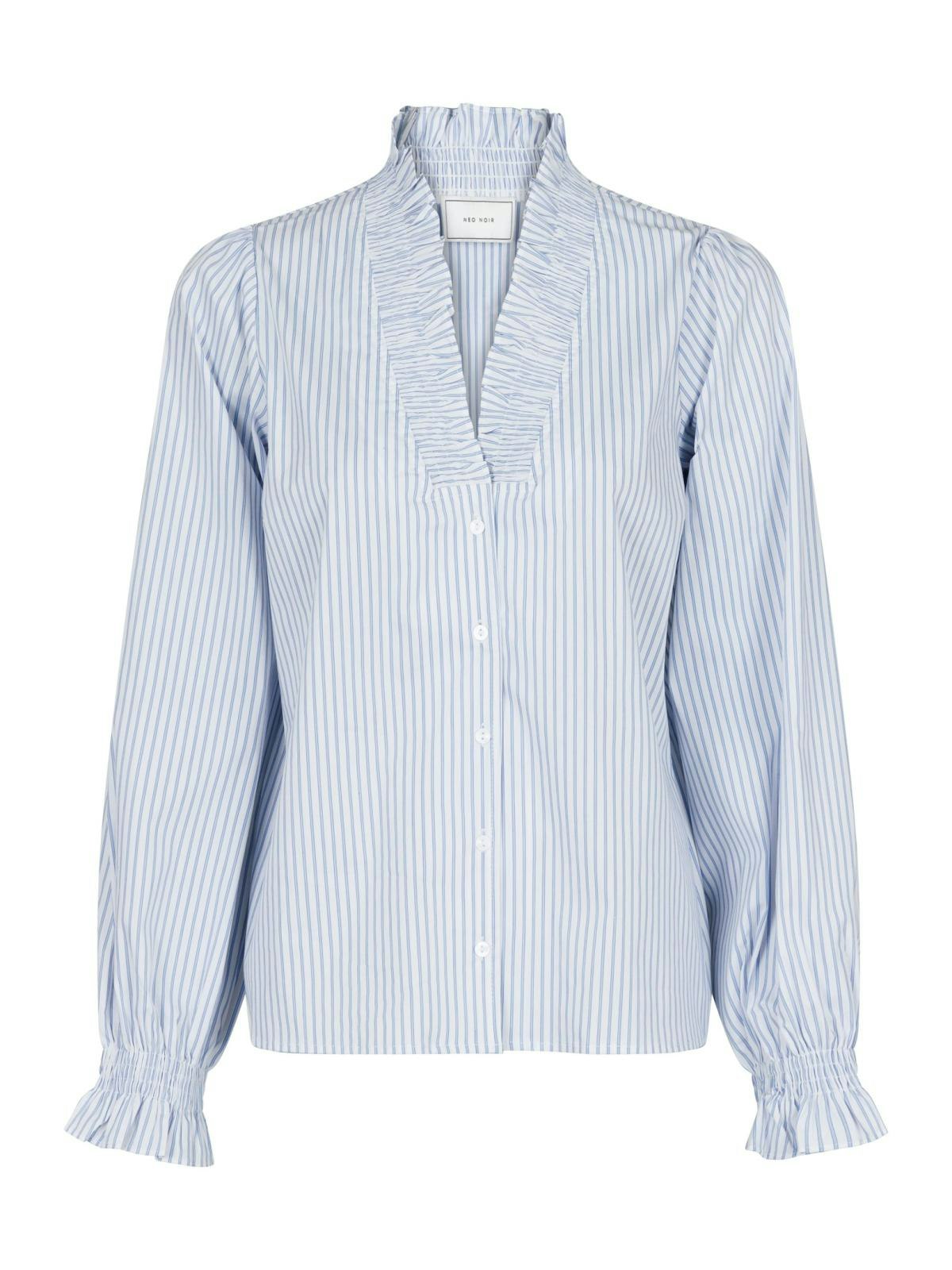 Neo Noir - Brielle Stripe Shirt (White/ Light Blue)