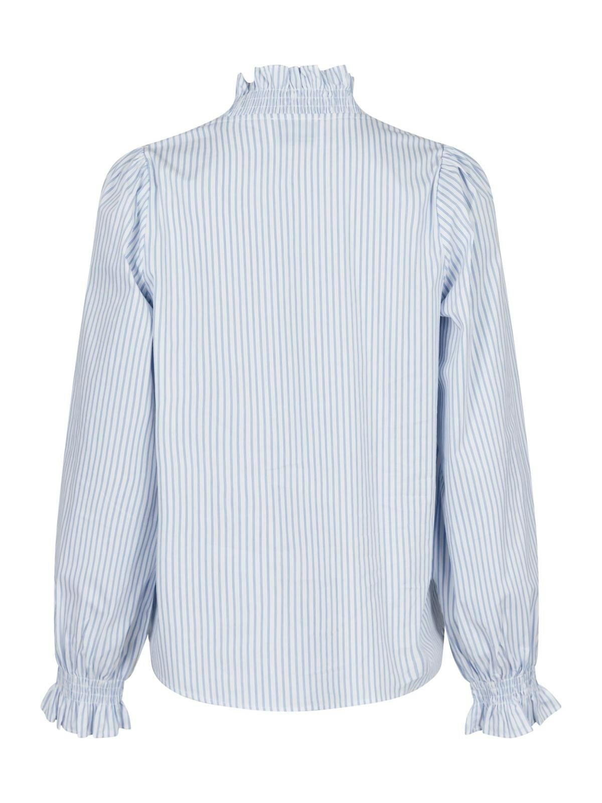 Neo Noir - Brielle Stripe Shirt (White/ Light Blue)