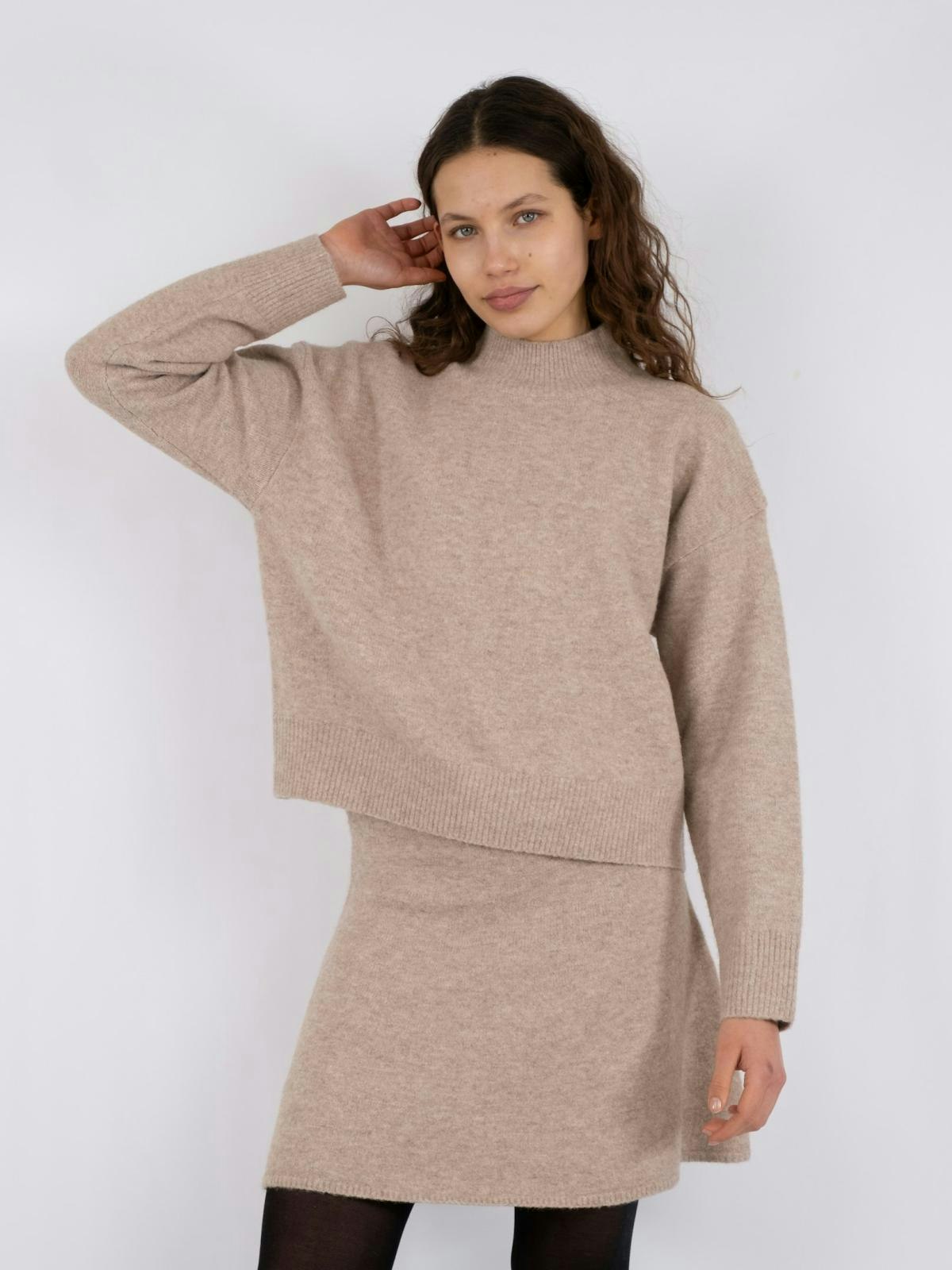 Neo Noir - Paulina Knit Blouse (Sand Melange)