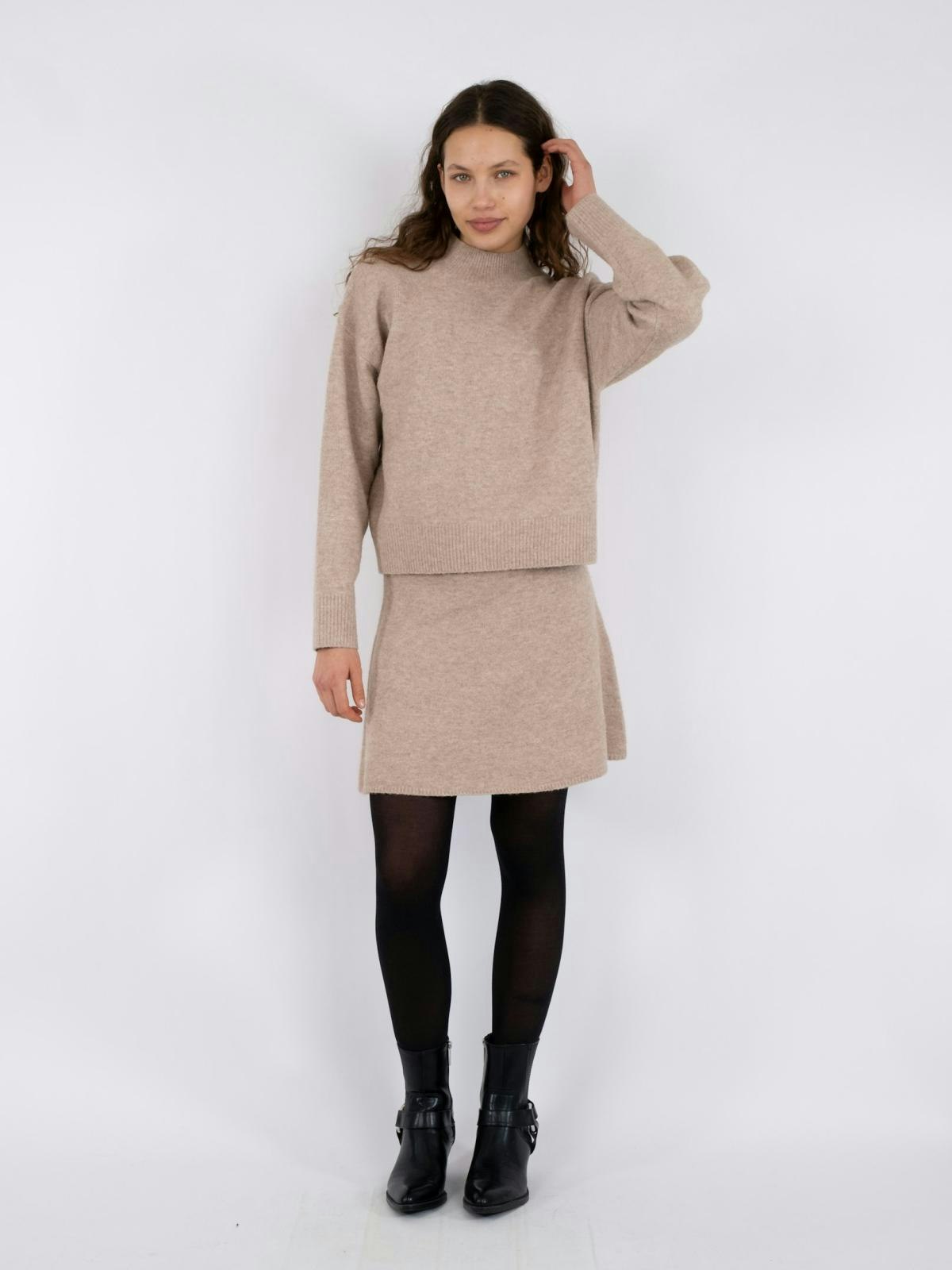 Neo Noir - Paulina Knit Blouse (Sand Melange)