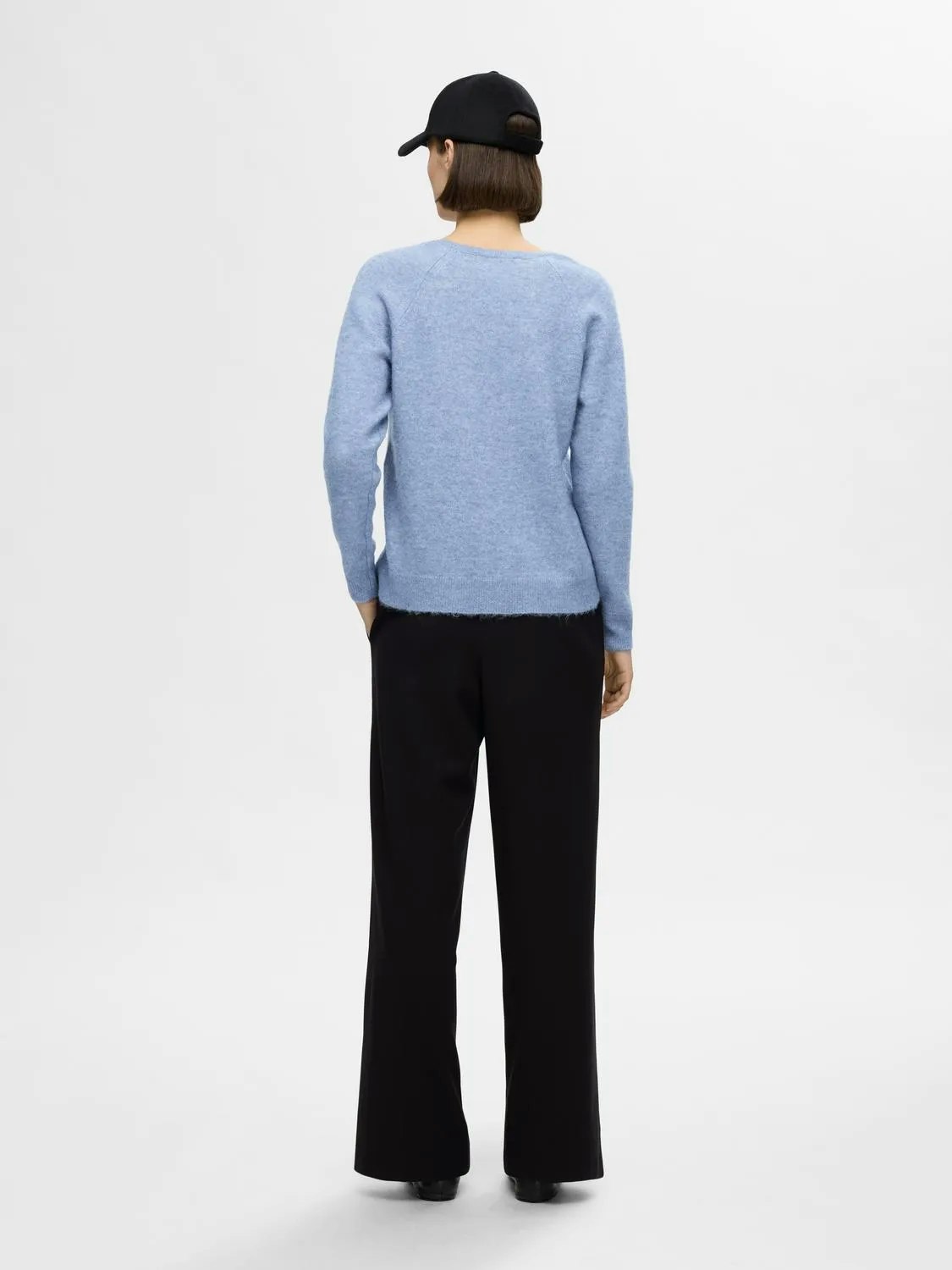 Selected Femme - SLFLULU NEW LS KNIT V-NECK B NOOS (Endless Sky Melange)