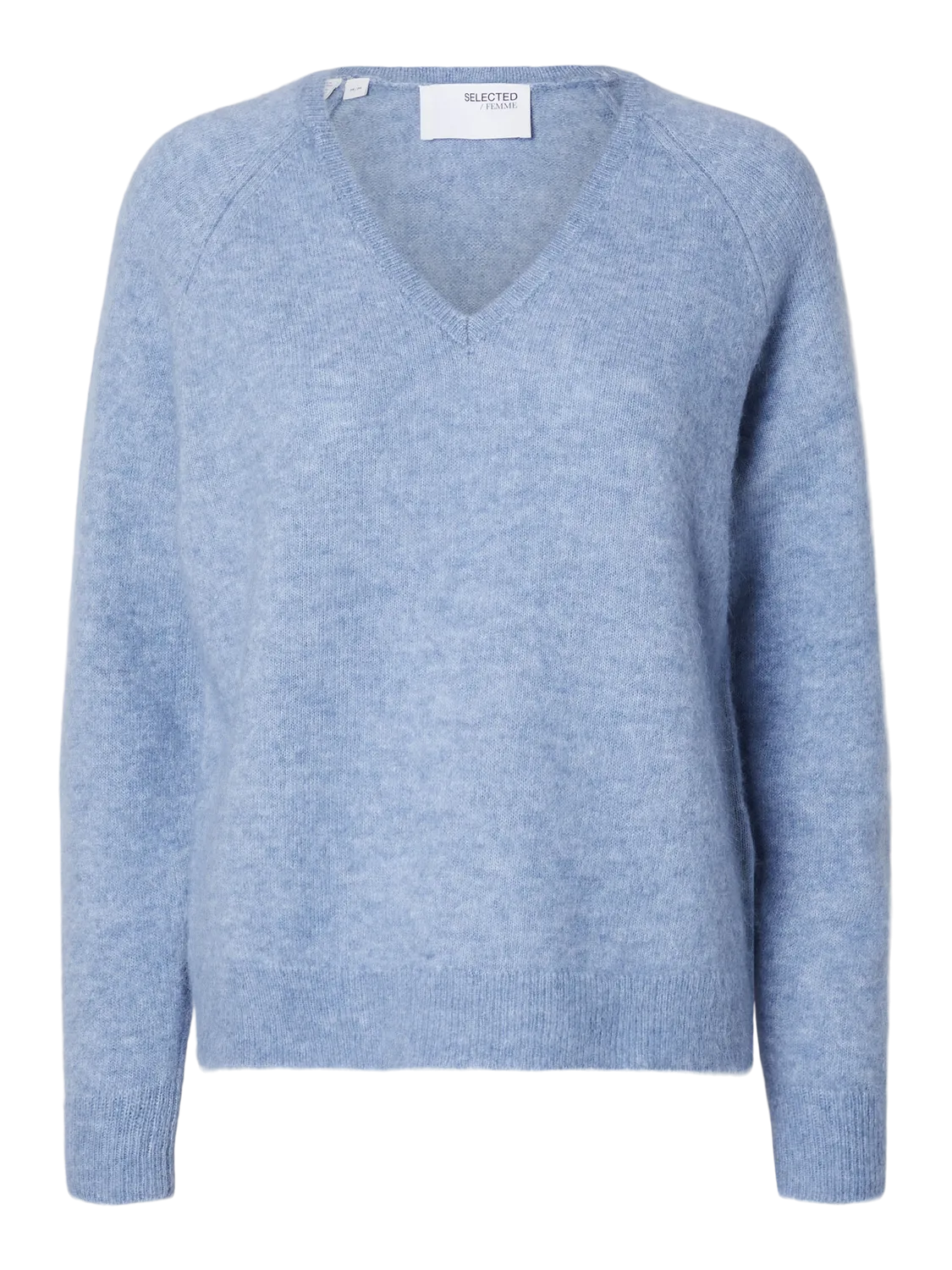 Selected Femme - SLFLULU NEW LS KNIT V-NECK B NOOS (Endless Sky Melange)
