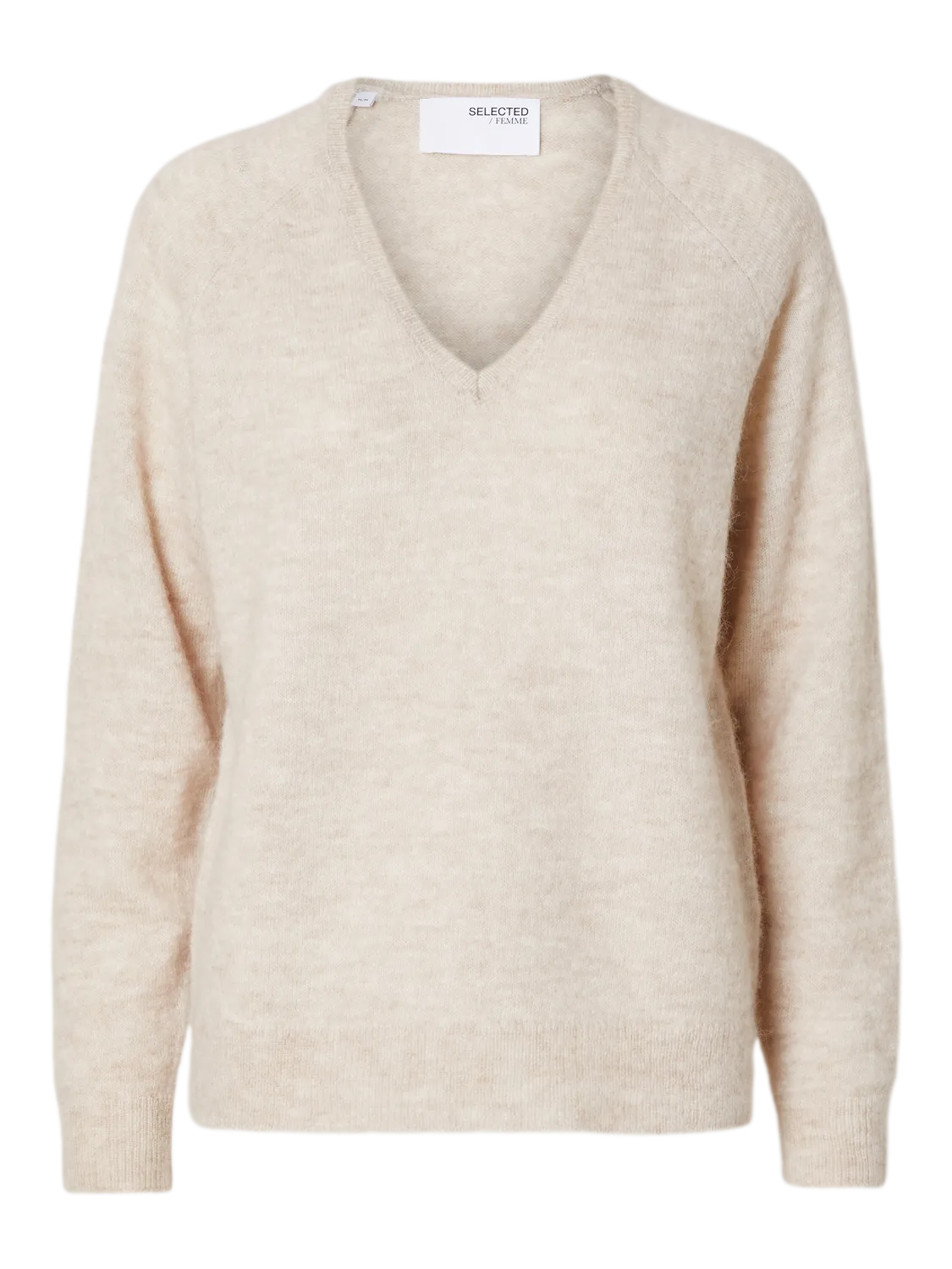 Selected Femme - SLFLULU NEW LS KNIT V-NECK B NOOS (Birch Melange)