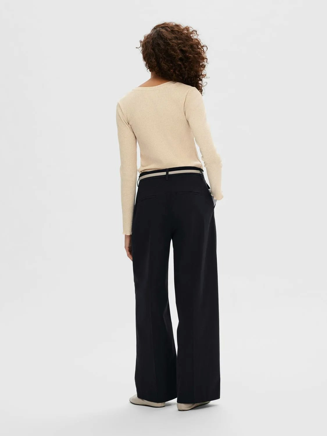 Selected Femme - SLFANNA LS CREW NECK TEE S NOOS (Oatmeal)