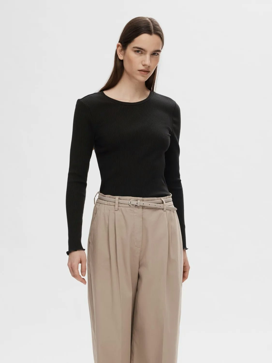 Selected Femme - SLFANNA LS CREW NECK TEE S NOOS (Black)