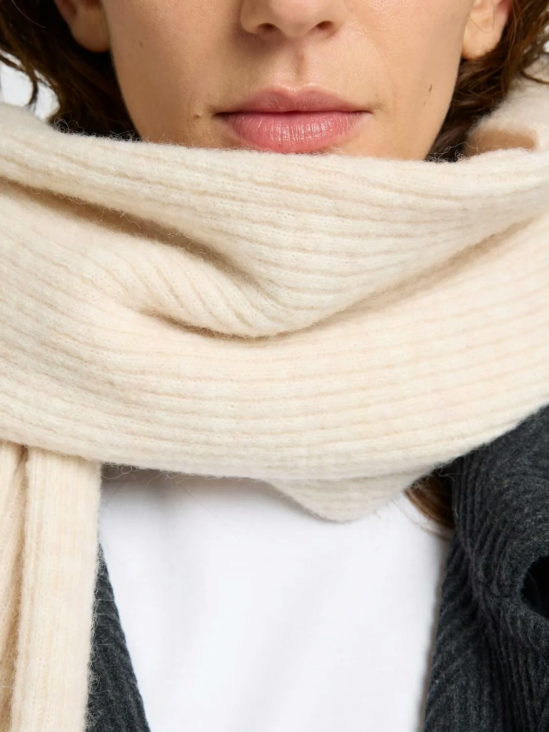 Selected Femme - SLFMALINE LANO KNIT BEANIE NOOS (Birch MELANGE)