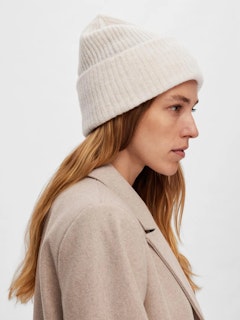 Selected Femme - SLFMALINE LANO KNIT BEANIE NOOS (Birch MELANGE)