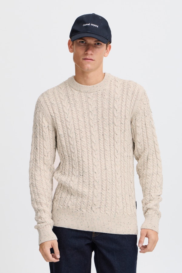 Casual Friday - CFKARL cable crew neck knit with neps (Rainy Day)