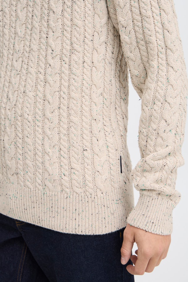 Casual Friday - CFKARL cable crew neck knit with neps (Rainy Day)